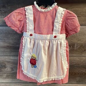 Youngland Infant Girl’s Paddington Bear Smock Dress Size 7 Red & White Vintage
